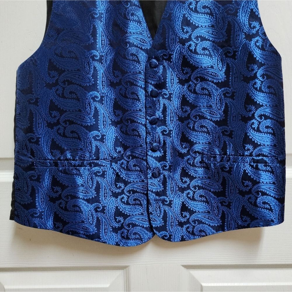 Pierre Cardin Vest Mens M Blue Paisley V Neck Sleeveless Button Adjustable - Picture 5 of 8